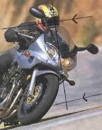 Countersteering - Turning the bikes handlebars in one direction(at higher speeds) and having it go in the opposite direction