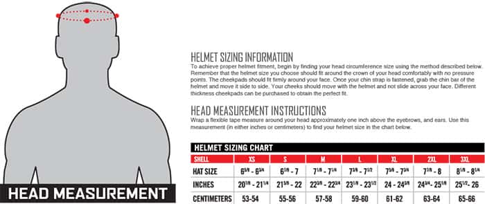 Motorcycle Helmet Fitment Chart