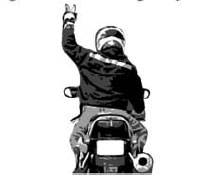 Double File - Left arm with left hand middle and index fingers extended straight up.