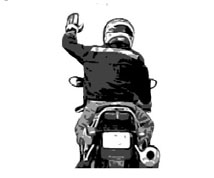 Follow Me - Left arm extended straight up from shoulder, palm forward.