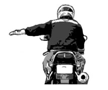 Left Turn - Left arm straight out from body. Palm Flat. Fingers together.