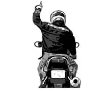 Single File - Left arm and left hand index finger extended straight up.