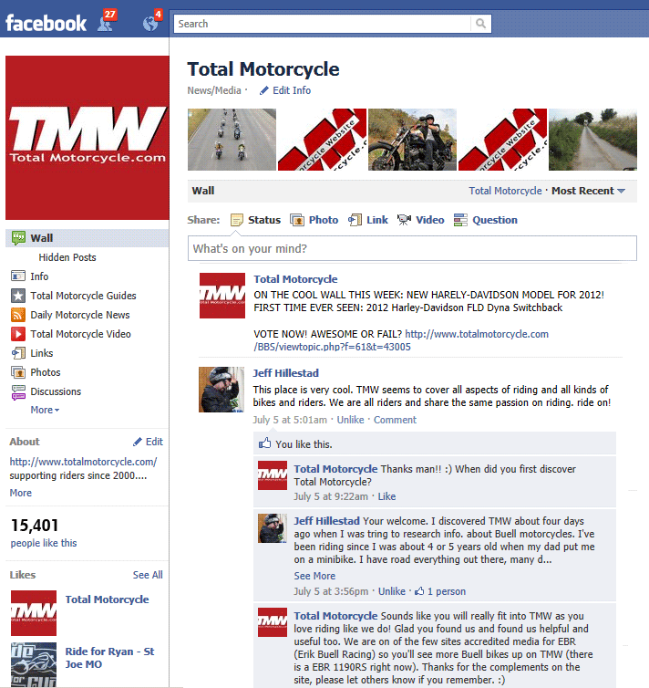 Don't be just a motorcycle fan, Be a Total Motorcycle fan, join us on Facebook!