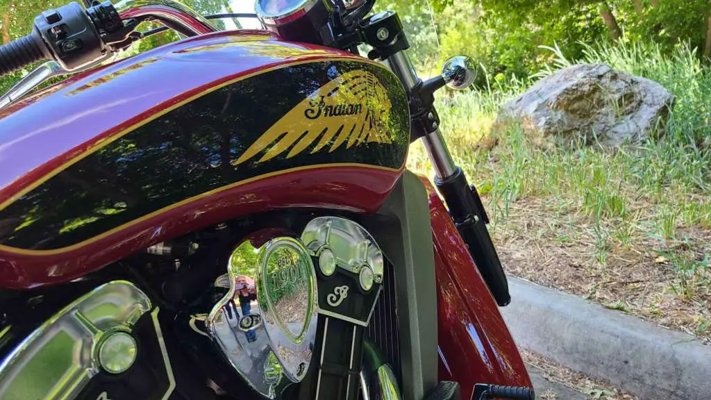 Right-side quarter closeup of the Indian Scout