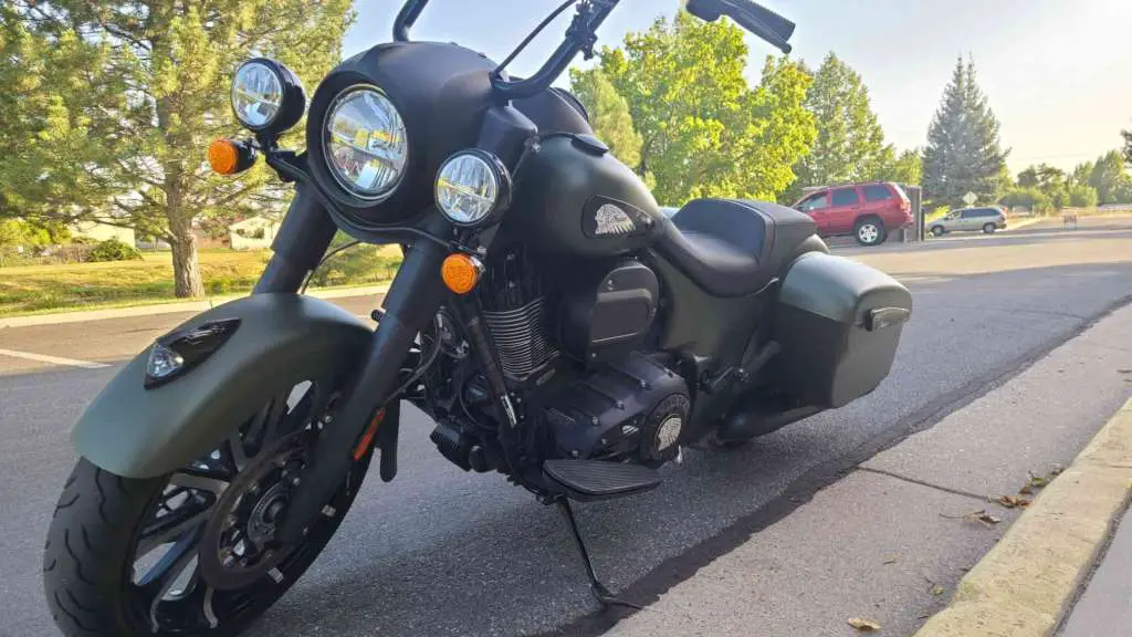 The 2020 Springfield Dark Horse in Sagebrush Smoke, pictured left side quartering towards.