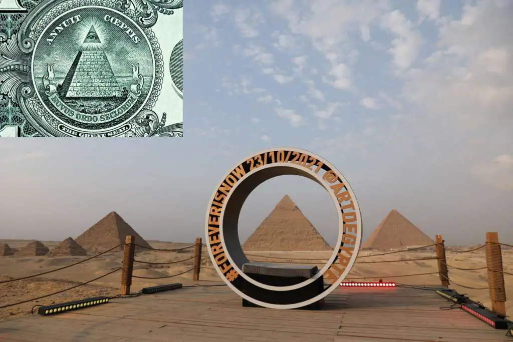 Weird illuminati Artwork Erected at Pyramids of Giza in Egypt