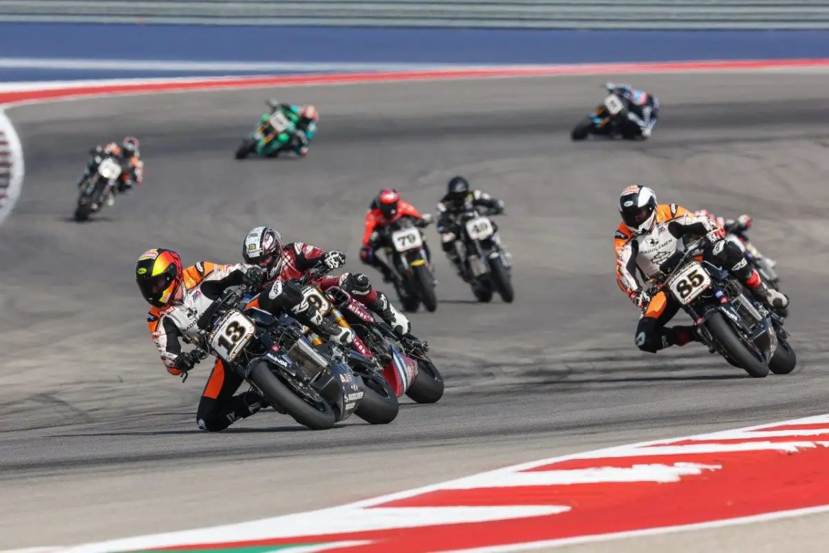 MotoAmerica Mission King of the Baggers racing action with Harley-Davidson at Circuit of the Americas