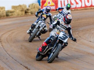 MILWAUKEE (August 11, 2025) – Rick Ware Racing/Parts Plus/Latus Motors rider Briar Bauman rode a Harley-Davidson® XG750R motorcycle to one win and two additional podium finishes during three nights of racing at the historic Jackpine Gypsies short track near Sturgis, S.D., earning vital points in the closely contested Mission SuperTwins championship battle in the 2025 Progressive American Flat Track (AFT) series. Bauman extended his SuperTwins series lead to seven points. Mission/Roof Systems rider Brandon Robinson also claimed a SuperTwins race win aboard a Harley-Davidson XG750R—his first victory on the bike after playing a key role in its long-term development. In the first AFT AdventureTrackers race of the season, WFOracingonline.com rider Jesse Janisch rode a Harley-Davidson Pan America® 1250 Special to a win and a runner-up finish as the series made its Sturgis debut. H-D Pan America riders Danny Eslick (Saddlemen Race Development) and Henry Wiles (Walters Bros. Harley-Davidson/Wiebler’s Harley-Davidson) also earned podium results. The tripleheader week of short track and TT racing was staged in conjunction with the 85th Annual Sturgis Motorcycle Rally. Bauman Adds to AFT SuperTwins Points Lead, Robinson Earns First Victory August 4 – The Sturgis AFT SuperTwins triple-header opened on August 4 with Jackpine Gypsies Short Track I. For the second time this season, the event featured the Mission Triple-Challenge format, with the SuperTwins field contesting three races: a 10-lap sprint opener, a 15-lap race, and a 20-lap final. Points escalated with each race, and championship points were awarded based on the combined totals. Bauman set the tone early, topping qualifying with a best lap of 13.435 seconds on the tight 1/5-mile Jackpine Gypsies oval—the shortest track on the 2025 AFT SuperTwins schedule. In the 10-lap sprint, he led from the start with Mission/Roof Systems/Harley-Davidson rider Brandon Robinson and Yamaha’s Dallas Daniels, his closest title rival, in pursuit. Daniels moved past Robinson after two laps, but Bauman had already opened a gap, stretching his lead to 1.329 seconds at the finish. Daniels took second, with Robinson in third. The 15-lap second race was twice red-flagged for on-track incidents. On the third restart, Bauman again took the lead, but Daniels executed a pass for the win mid-race. Bauman held on for second, 0.650 seconds behind Daniels, with Royal Enfield’s Max Whale in third. The 20-lap finale turned into a showdown between Bauman and Daniels, the two swapping the lead several times in the opening laps. Daniels then took control at the front, with Bauman close behind and Robinson, Whale, and Honda’s Trent Lowe in the mix. On lap 19, Bauman retook the lead and held off Daniels and Robinson to claim his second win of the night and the overall event victory with a 1-2-1 score—his sixth AFT SuperTwins win of the season. Daniels (2-1-2) placed second overall, with Robinson (3-4-3) third. “Dallas took me to school in the second Main Event,” said Bauman. “To come back and get him—he usually just builds momentum and gets better throughout the night—was huge. My Rick Ware Racing/Parts Plus/Latus Motors team worked really, really hard. We changed quite a bit of stuff even though we’d been fast all day. Dallas is so good. I’ve never been this stressed out all the time, but we’re out here, baby, and we’re working for it.” August 5 – AFT SuperTwins raced under its traditional format for Jackpine Gypsies Short Track II. Robinson paced the field in qualifying with a best lap of 13.081 seconds on the Mission/Roof Systems Harley-Davidson XG750R motorcycle. Robinson finished second to Daniels in the first heat race, and Bauman won his heat race. At the start of the main event Daniels led the field with Robinson, Bauman and KTM rider Davis Fisher battling on his rear wheel. Robinson passed Daniels to take the lead at the 7-minute mark and the trio of Robinson, Daniels and Bauman opened a gap on the field. At the 4-minute mark Bauman took a low line attempting to pass Daniels for second place and contact sent Daniels to the track. The race was stopped for a red flag, and Bauman and Daniels were penalized and sent to the back of the field for the restart. Robinson led away from the restart as Daniels and Bauman charged from the back row through a pack of 14 bikes. Bauman passed Daniels and worked his way up to third place in the closing laps, while Daniels finished 5th. Robinson crossed the finish line 1.151 seconds ahead of Fisher, with Bauman 1.634 seconds back in third place. Robinson’s win was the first for any rider this season other than title contenders Bauman and Daniels. August 8 – The Jackpine Gypsies facility was converted to a 0.35-mile TT course on a combination dirt and paved surface for the final event of the week, the Jackpine Gypsies Super TT. Bauman finished second to top qualifier Daniels in their heat race, and the pair of rivals lined up on the front row for the main event. Daniels led off the start as Wiles slotted into second with Bauman third. On the second lap Wiles missed a gear shift and Bauman charged past, giving chase to Daniels. Bauman could not quite match the pace set by Daniels on the very technical TT course and trailed by 5.781 seconds at the finish. Wiles finished third. Robinson left the race after 8 laps with a mechanical issue. After 12 of 16 rounds in the 2025 AFT Mission SuperTwins championship, Bauman leads with 243 points, followed by Daniels with 236. Robinson is third with 164 points. The AFT Mission SuperTwins series returns to action August 16 for the Peoria TT at the Peoria Motorcycle Club in Bartonville, Ill. Mission SuperTwins Race Results – Jackpine Gypsies Short Track I (Top 10) 1. Briar Bauman (H-D) Rick Ware Racing/Parts Plus/Latus Motors 2. Dallas Daniels (Yam) Estenson Racing 3. Brandon Robinson (H-D) Mission/Roof Systems/Harley-Davidson 4. Max Whale (RE) Moto Anatomy X Royal Enfield/Fairway Ford/Parts Unlimited 5. Henry Wiles (Yam) DL Racing/HYMMC 6. Trent Lowe (Hon) American Honda/Progressive Insurance/Mission Foods 7. Jarod VanDerkooi (KTM) Fastrack Racing/Wally Brown Racing 8. Davis Fisher (KTM) Rackley Racing/Bob Lanphere’s BMC Racing 9. Dan Bromley (Suz) Memphis Shades/Corbin/Vinson Construction 10. Logan McGrane (KTM) Schaeffer’s Motorsports Mission SuperTwins Race Results – Jackpine Gypsies Short Track II (Top 10) 1. Brandon Robinson (H-D) Mission/Roof Systems/Harley-Davidson 2. Davis Fisher (KTM) Rackley Racing/Bob Lanphere’s BMC Racing 3. Briar Bauman (H-D) Rick Ware Racing/Parts Plus/Latus Motors 4. Dan Bromley (Suz) Memphis Shades/Corbin/Vinson Construction 5. Dallas Daniels (Yam) Estenson Racing 6. Jarod VanDerkooi (KTM) Fastrack Racing/Wally Brown Racing 7. Trent Lowe (Hon) American Honda/Progressive Insurance/Mission Foods 8. Henry Wiles (Yam) DL Racing/HYMMC 9. Justin Jones (KTM) 1st Impressions Race Team/Elder Trucking 10. James Ott (Yam) G&G Racing/Yamaha Racing/Media Home Mission SuperTwins Race Results – Jackpine Gypsies Super TT (Top 10) 1. Dallas Daniels (Yam) Estenson Racing 2. Briar Bauman (H-D) Rick Ware Racing/Parts Plus/Latus Motors 3. Henry Wiles (Yam) DL Racing/HYMMC 4. Jarod VanDerkooi (KTM) Fastrack Racing/Wally Brown Racing 5. Dan Bromley (Suz) Memphis Shades/Corbin/Vinson Construction 6. Declan Bender (Yam) Memphis Shades/Black Hills Powersports 7. Max Whale (RE) Moto Anatomy X Royal Enfield/Fairway Ford/Parts Unlimited 8. James Ott (Yam) G&G Racing/Yamaha Racing/Media Home 9. Trent Lowe (Hon) American Honda/Progressive Insurance/Mission Foods 10. Logan McGrane (KTM) Schaeffer’s Motorsports Janisch Wins AFT AdventureTrackers Opener August 4 – WFOracingonlin.com rider Jesse Janisch rode a Harley-Davidson Pan America® 1250 Special to victory in the first round of the four-race 2025 AFT AdventureTrackers™ series, a professional racing class for large displacement, street-stock adventure touring motorcycles. In the single 10-lap main event, Janisch passed Suzuki rider Dan Bromley on the second lap and then held the lead as the pair battled for the rest of the race. Janisch, who had ridden a Pan America 1250 Special for back-country exploring in the Black Hills earlier in the day, won by 0.282 seconds. Triumph rider Dalton Gauthier finished third. “We’ve been having a blast,” said Janisch following the race. “I got to ride a Pan America 1250 all day yesterday out in the hills, enjoying the scenic views of Sturgis, which was amazing. I’ve got to thank everyone who helped us out. I had a good battle with Dan, and I’m stoked to get the first one.” August 5 – In the second AFT AdventureTrackers™ event Bromley and Janisch swapped results in the in the main event. Bromley pulled away from the field as Janisch battled for second place with Honda rider Austin Luczak and Walters Bros. Harley-Davidson/Wiebler’s Harley-Davidson rider Henry Wiles and Saddlemen Race Development rider Danny Eslick, both on Harley-Davidson Pan America 1250 Special motorcycles. By the time Janisch broke out of that pack Bromley had opened a lead that stretched to 1.465 seconds at the finish. Luczak finished third, 3.633 seconds behind Bromley. August 8 – Janisch and Bromley lined up on the front row for the AdventureTrackers™ Super TT main event (4 minutes plus 2 laps) in what was expected to be another battle for the two top riders in the class. Bromley led at the start with Janisch right on his wheel and looking for an opportunity to pass in the opening laps, but the fight was over after three laps when Janisch retired with a mechanical issue. Luczak and Harley-Davidson riders Eslick and Wiles took up the chase, but Bromley opened a gap on the field and crossed the finish line 3.596 second clear of Eslick with Wiles third. After three of four rounds in the 2025 AFT AdventureTrackers championship, Bromley leads with 65 points. Janisch is second with 51 points, followed by Eslick with 45 points, Luczak with 43 points, Wiles with 42 points and Gauthier with 41 points. The final race in the 2025 AFT AdventureTrackers series is scheduled for August 16 during the Peoria TT at the Peoria Motorcycle Club in Bartonville, Ill. AFT AdventureTrackers – Jackpine Gypsies Short Track I 1. Jesse Janisch (H-D) WFOracingonline.com 2. Dan Bromley (Suz) Big Momma and Daddy Deep Pockets 3. Dalton Gauthier (Tri) Triumph Racing 4. Austin Luczak (Hon) Memphis Shades/Black Hills Powersports 5. Henry Wiles (H-D) Walters Bros. Harley-Davidson/Wiebler’s Harley-Davidson 6. Danny Eslick (H-D) Saddlemen Race Development 7. Hunter Bauer (BMW) Vinson Construction/Memphis Shades 8. Brandon Paasch (Tri) Triumph Racing 9. Morgen Mischler (BMW) Memphis Shades/Corbin/Vinson Construction AFT AdventureTrackers – Jackpine Gypsies Short Track II 1. Dan Bromley (Suz) Big Momma and Daddy Deep Pockets 2. Jesse Janisch (H-D) WFOracingonline.com 3. Austin Luczak (Hon) Memphis Shades/Black Hills Powersports 4. Danny Eslick (H-D) Saddlemen Race Development 5. Henry Wiles (H-D) Walters Bros. Harley-Davidson/Wiebler’s Harley-Davidson 6. Chad Cose (H-D) Saddlemen Race Development 7. Dalton Gauthier (Tri) Triumph Racing 8. Hunter Bauer (BMW) Vinson Construction/Memphis Shades 9. Brandon Paasch (Tri) Triumph Racing 10. Morgen Mischler (BMW) Memphis Shades/Corbin/Vinson Construction AFT AdventureTrackers – Jackpine Gypsies Super TT 1. Dan Bromley (Suz) Big Momma and Daddy Deep Pockets 2. Danny Eslick (H-D) Saddlemen Race Development 3. Henry Wiles (H-D) Walters Bros. Harley-Davidson/Wiebler’s Harley-Davidson 4. Dalton Gauthier (Tri) Triumph Racing 5. Austin Luczak (Hon) Memphis Shades/Black Hills Powersports 6. Brandon Paasch (Tri) Triumph Racing 7. Chad Cose (H-D) Saddlemen Race Development 8. William Harris (BMW) Luczak Racing/Memphis Shades ### About Harley-Davidson Harley-Davidson, Inc. is the parent company of Harley-Davidson Motor Company and Harley-Davidson Financial Services. Our vision: Building our legend and leading our industry through innovation, evolution and emotion. Our mission: More than building machines, we stand for the timeless pursuit of adventure. Freedom for the soul. Since 1903, Harley-Davidson has defined motorcycle culture with an expanding range of leading-edge, distinctive and customizable motorcycles in addition to riding experiences and exceptional motorcycle accessories, riding gear and apparel. Harley-Davidson Financial Services provides financing, insurance and other programs to help get Harley-Davidson riders on the road.